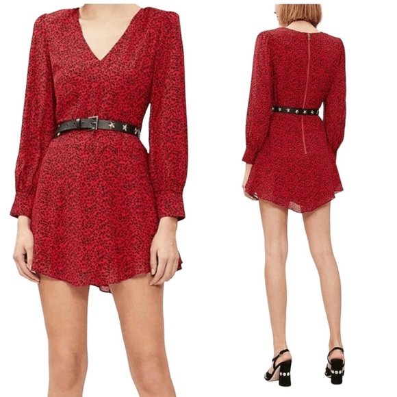 ALICE + OLIVIA Polly Leopard Print Fit-and-Flare Dress - Picture 1 of 10